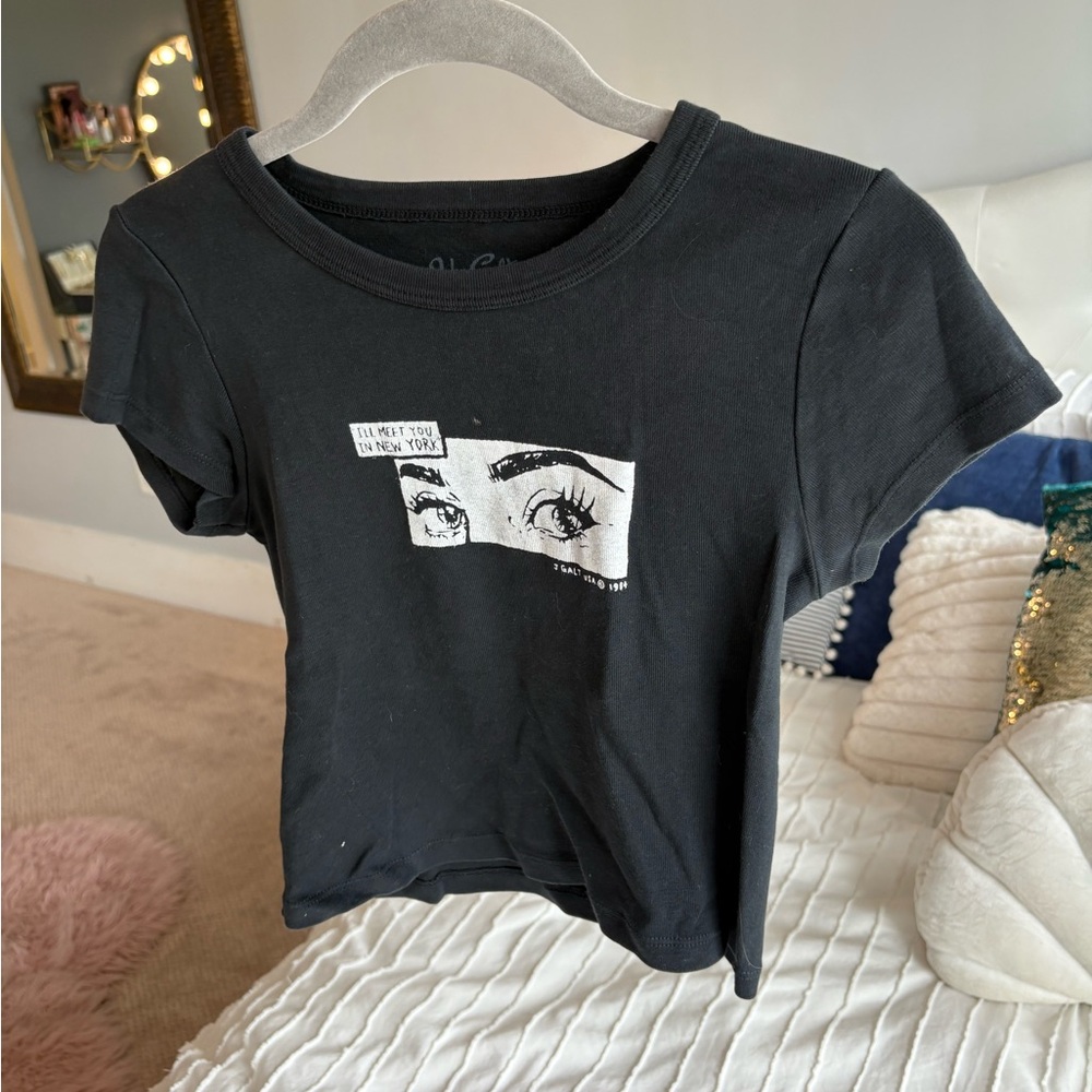 Black brandy Melville Graphic baby Tee with Eye Design